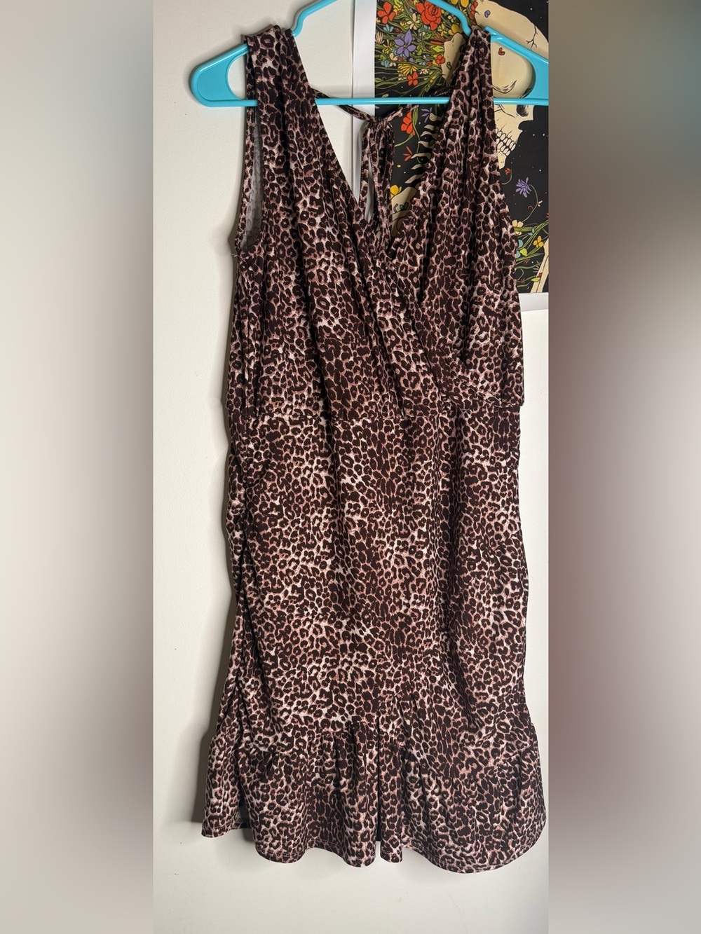 Altar'd State Brown Leopard Print Surplice Midi Dress